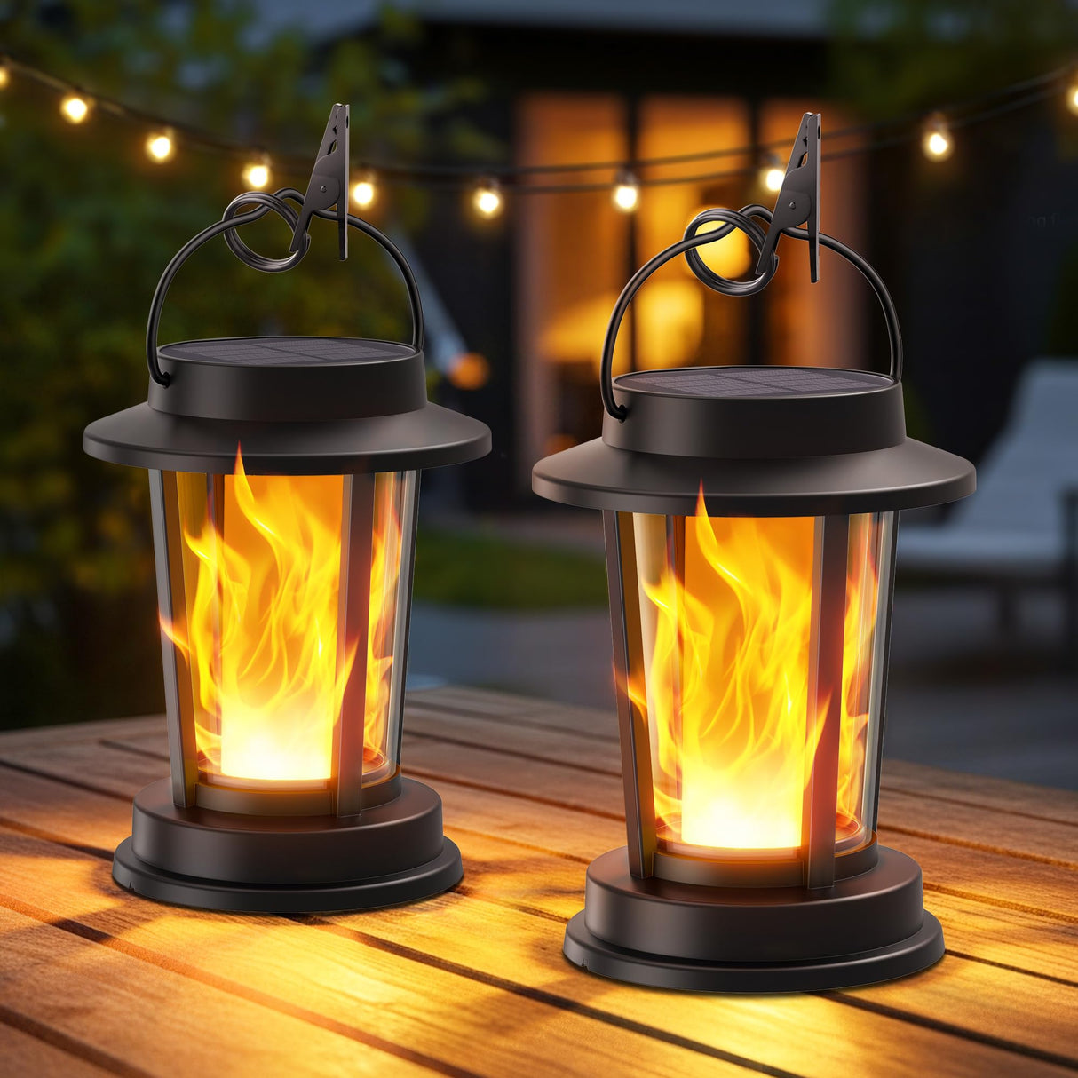WdtPro 2 Pack Solar Lanterns Outdoor Waterproof, Upgraded Solar Lights Outdoor, Solar Powered Lanterns Decorative, Hanging Solar Lantern for Patio Garden Yard Path Porch Tree Decor Dark Gray