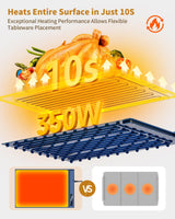 Food Warming Mat - Fast & Full Surface Heating, Silicone Heat Pad with 3 Adjustable Temperature for Buffets Parties, Rollable Electric Warming Tray,Kitchen Heated Plate,Countertop Food Warmer(Blue)