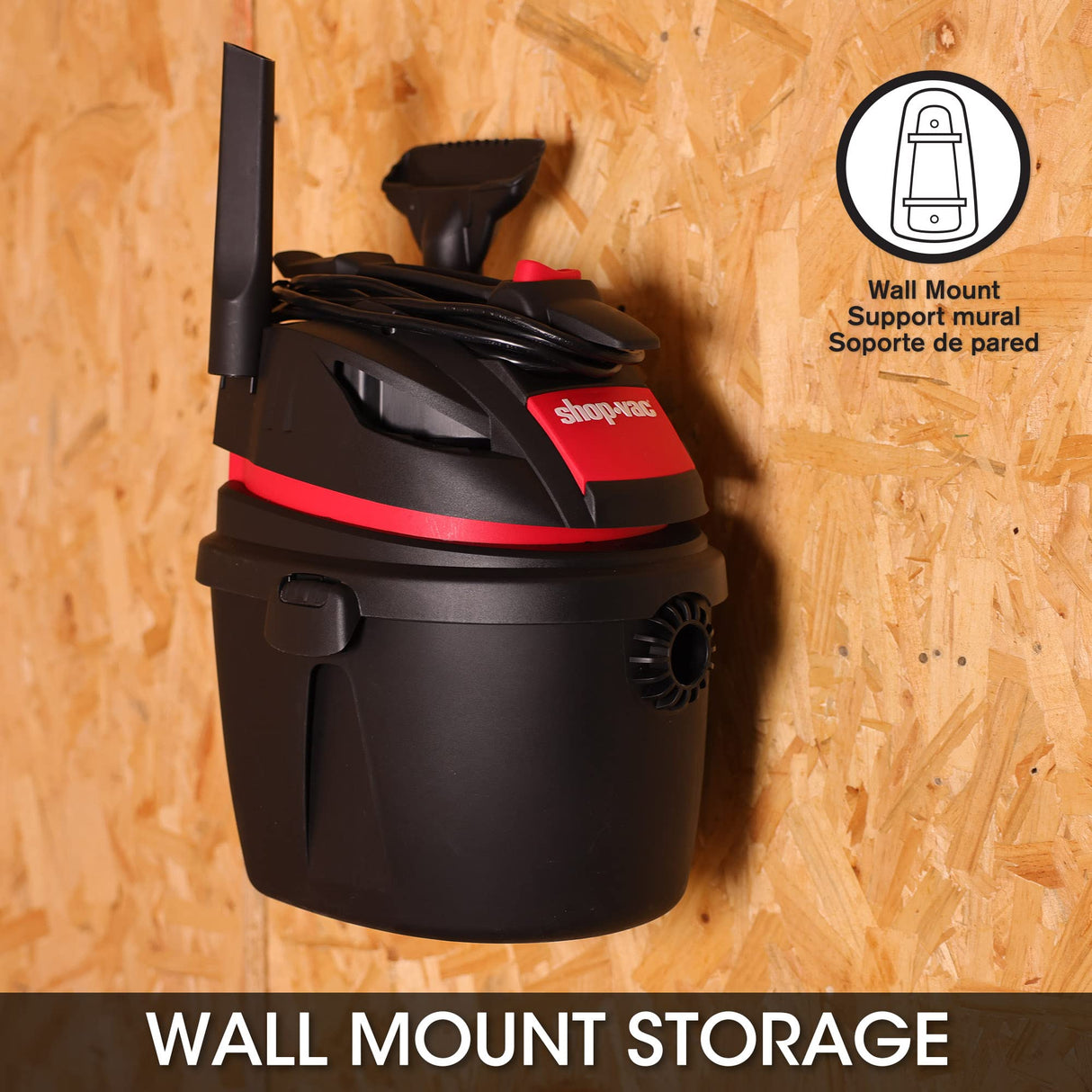 Shop-Vac 5760288 2.5 Gallon Wet/Dry Vacuum, 2.5 Peak HP, 1.25 Inch Diameter x 4 Ft Hose, Portable Compact Design