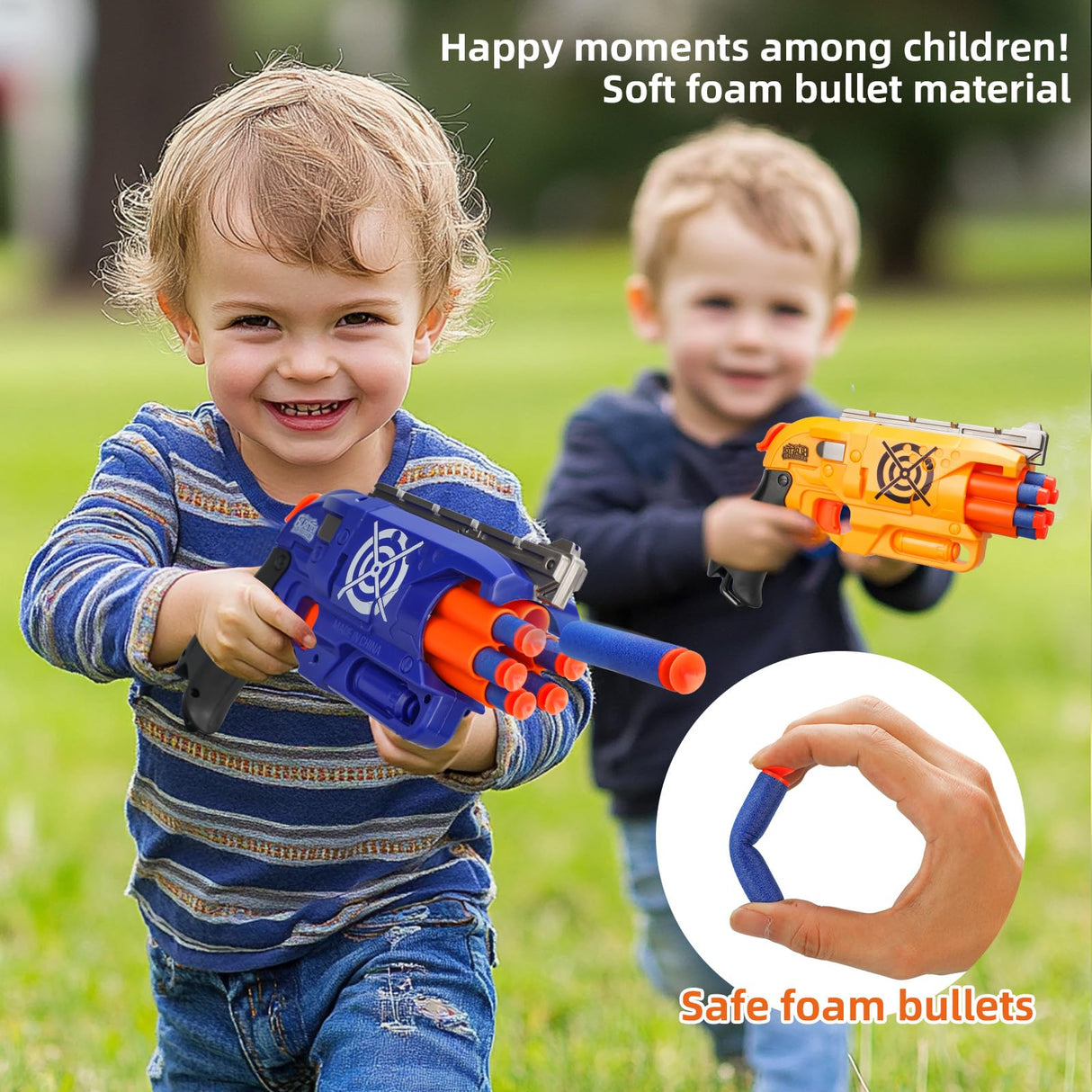 2 Pack Blaster Guns Boys Toy for 3+ Year Old Kids, 80 Soft Foam Darts Bullets, 2 Targets & 2 Wrist Strap, Gun Toys Gifts for Ages 8-12,Christmas Stocking Stuffers Party Supplies for Toddler Orange