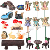 Roowest 19 Pcs Fairy Garden Kit, Miniature Fairy Garden Accessories Outdoor
