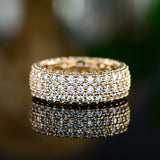 Barzel 18k Gold Plated Wide Wedding Band Cubic Zirconia Eternity Ring for Women (Gold, 9)