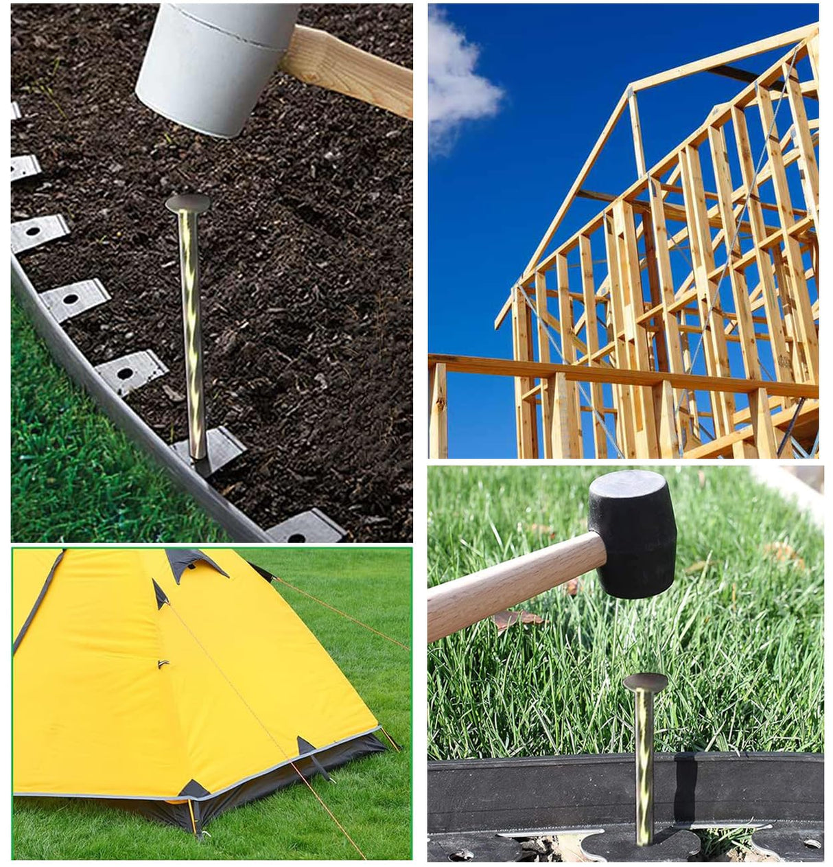 50 Pack 8" Spiral Galvanized Garden Stakes,Landscape Anchoring Spikes