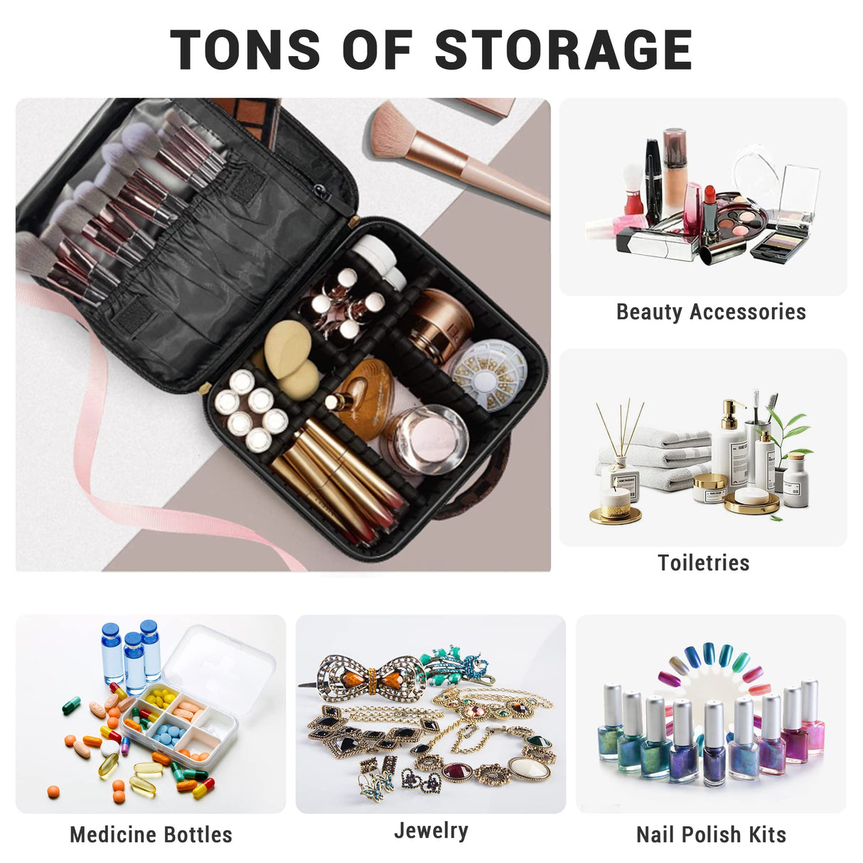 WIRIBEY Checkered Makeup Bag, Portable Makeup Bag with Adjustable Partition, Cosmetic Bags for Women Toiletry Travel Organizer Portable Make Up Bags for Christmas Birthday Gifts