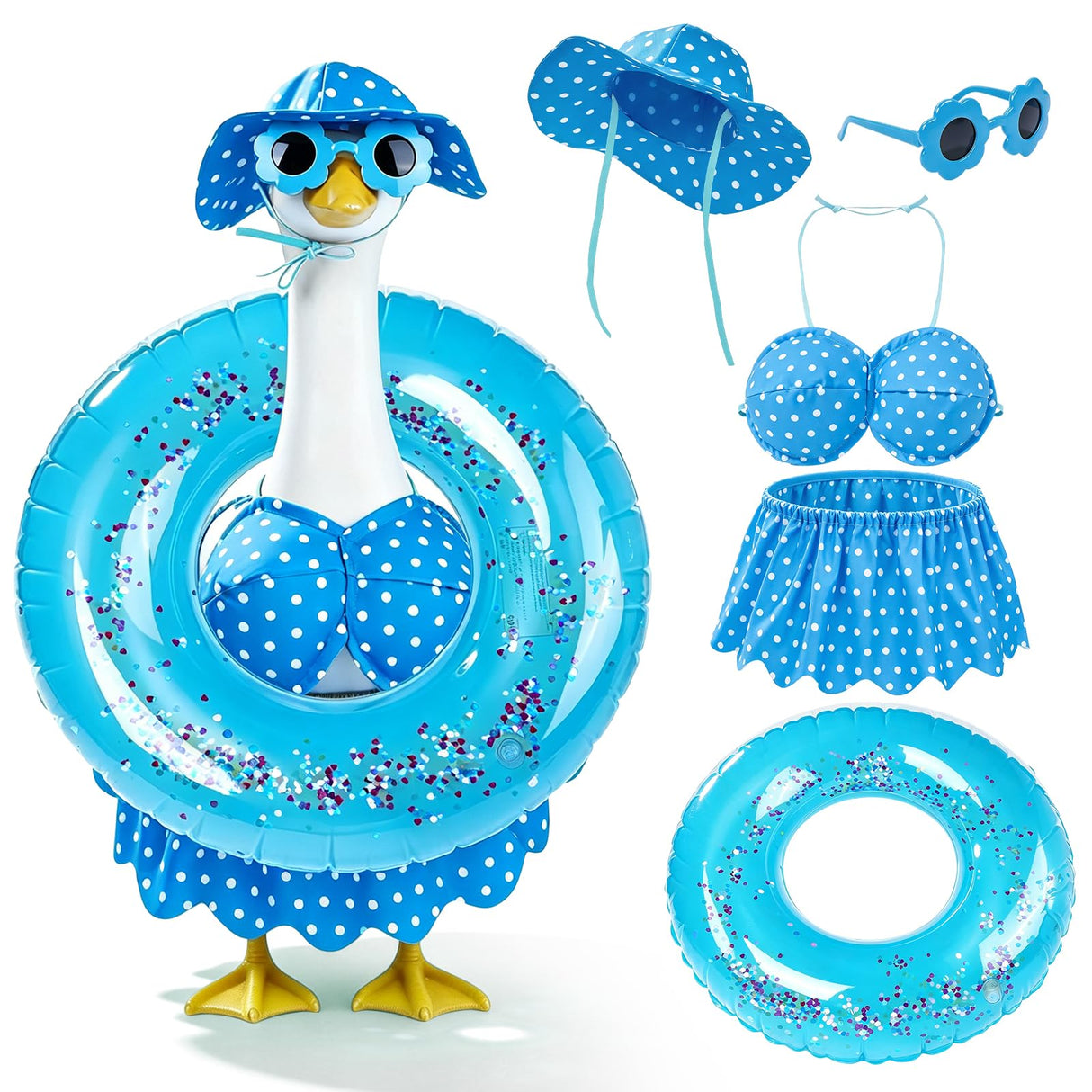 Xihaian Bikini Porch Goose Outfits for 23'' Porch Lawn Goose Costume Hawaiian Clothes for Summer Outdoor Garden Yard Decor