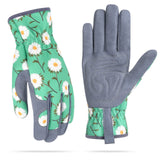 Womens Gardening Weeding Gloves, Leather Garden Glove for Women Thorn Proof No Stab for Digging, Planting,Pruning (M, Green)