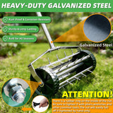 FUCIHOMA Rolling Lawn Aerator Tool, 57 Inch Back-Saving Handle, Heavy Duty Galvanized Steel Spike Aerator for Grass Roots, 1.4" D Manual Push Loosener