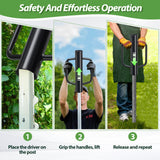 T Post Driver 12 LB, Fence Post Driver with Handles, Heavy Duty Metal Post Pounder for Wooden Posts U-Channels, 17 inch Steel Pile Driver for Farm Garden Orchard, Easy Use Fence Post Digger