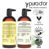 PURA D'OR Anti-Thinning Biotin Shampoo & Deep Moisturizing Conditioner Original Gold Label Set (24oz x2) Natural Earthy Scent, CLINICALLY TESTED Effective Results, Hair Thickening Product, Women & Men