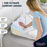 Bed Wedge Pillow for Sleeping with Memory Foam and Ultra Comfortable Topper - Wedge Pillow for Sleep Apnea, Acid Reflux Relief, Gerd, After Surgery and Back Pain Relief (White)