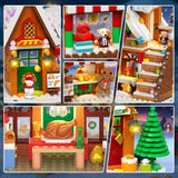 PLAXSOON Christmas Gingerbread House Village Mini Building Set with Lights, 1955 PCS Holiday Village Building Block Toy with Xmas Tree Train Santa for Home Decor, Gift for Adults Kids Girls Boys 14+