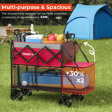 DUHKOI Double Decker Collapsible Wagon with Brakes,Compact with Tailgate