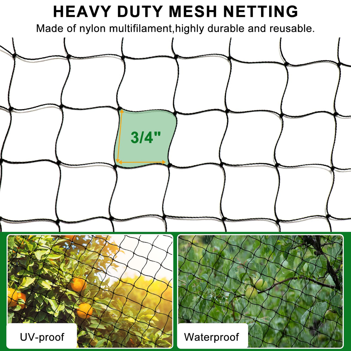BSTPCOO Bird Netting for Chicken Coop Roof,25 x50ft, Nylon 3/4" Mesh