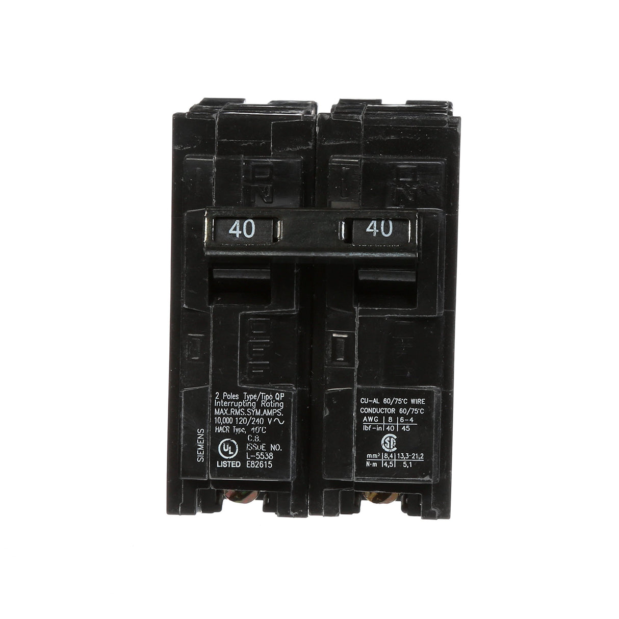 Siemens Q240 40-Amp Double Pole Type QP Circuit Breaker, Black
