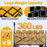 Wagon Cart Foldable, 360Lbs Collapsible Wagon Cart with Wheels Portable, Outdoor Utility Carts for Groceries, Camping, Sports, Garden, Shopping, Black