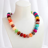 TENTMENTISE Colorful Beaded Necklace for Women, Gold Statement Choker Necklace, Chunky Bead Necklaces for Women, Womens Summer Beach Jewelry Gifts