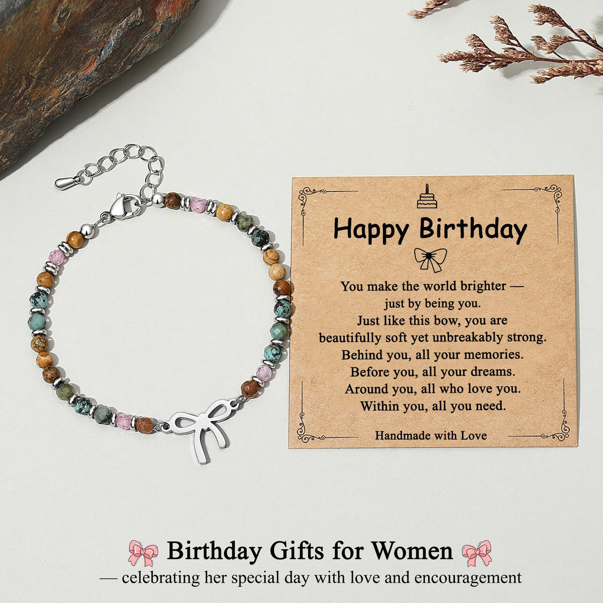 Junifi Birthday Gifts for Women, Happy Birthday Bow Bracelet Jewelry