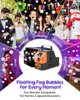 Fog Machine, 400W Fog Bubble Machine with Wireless Remote Control, 3 in 1 Smoke Bubble Machine, Bubble Fog Combo for Indoor Outdoor Events Party Wedding Birthday Halloween Christmas