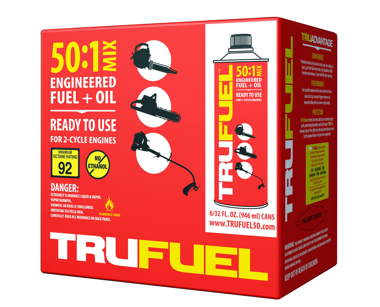TruFuel 2-Cycle 50:1 Pre-Blended Fuel for Outdoor Power Equipment - 32 oz. (Case of 6) (6525638)