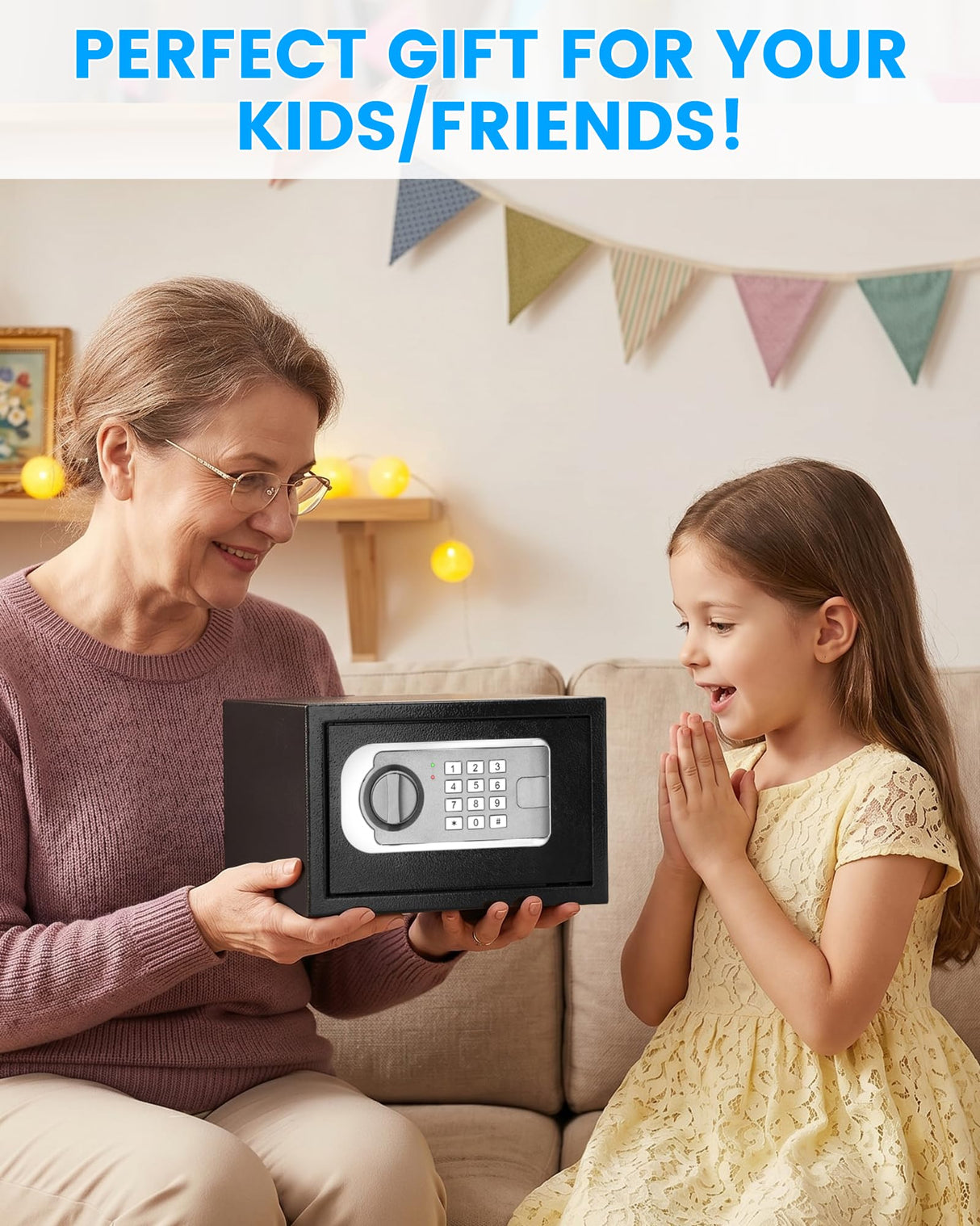 [UPGRADED] Small Safe Box for Home, 0.30 Cuft Mini Safes with Fireproof Waterproof Bag, Digital Money Safe with Programmable Keypad Spare Keys, Security Cash Box for Money Valuables
