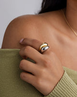 PAVOI 14K White and Yellow Gold Plated Mixed Metal Chunky Two Tone Wavy