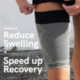 Zensah Thigh Compression Sleeve - Support for Pulled Hamstring, Quad Strain, Groin Compression Wrap for Men and Women (Small, Midnight Black)