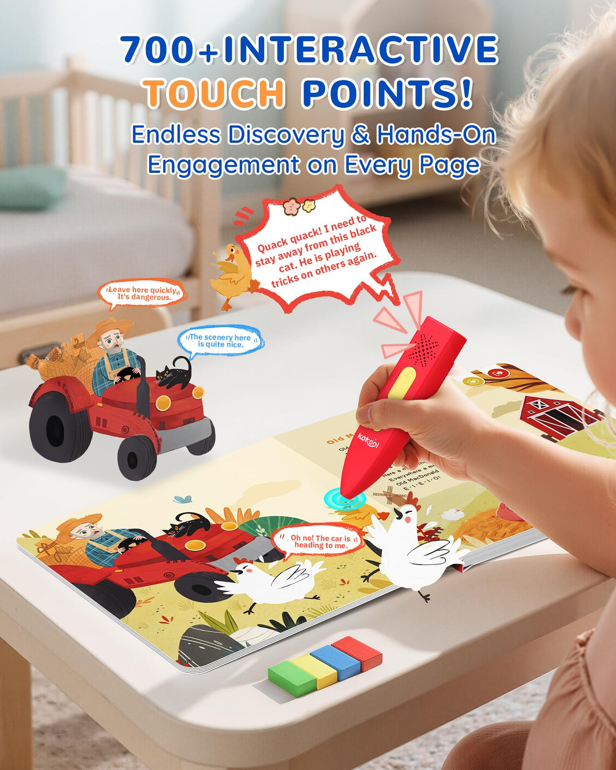 KOKODI Talking Pen Books Set, Interactive Audio Nursery Rhymes with Learning Pen, Educational Sensory Toy, Early Learning Gift for Toddlers Kids, Birthday & Christmas Gifts for Boys Girls Age 2-6