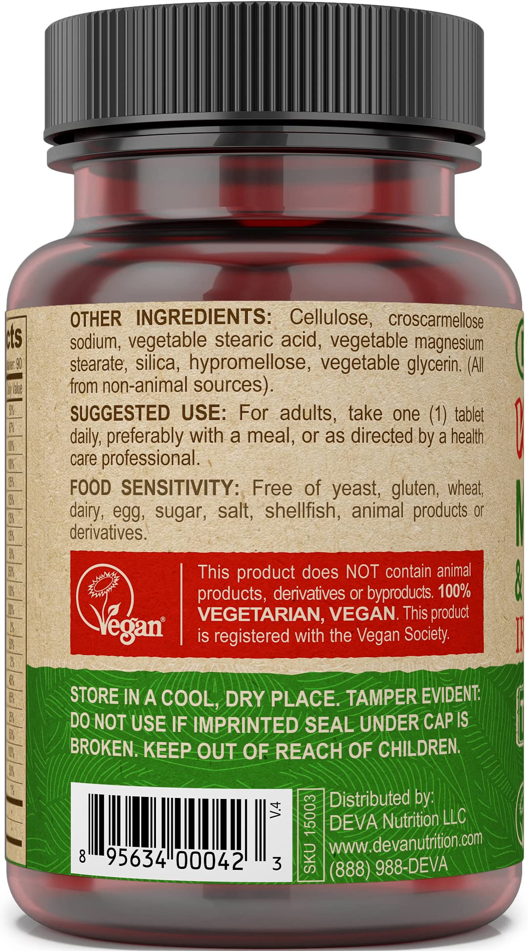 DEVA Vegan Iron-Free Multivitamin & Mineral Supplement 2-Pack, Vitamin C, D2, E & B-Complex, Biotin, 90 Tiny Tablets Each