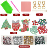 Yaomiao 17 Pieces Double Sided Diamond Art Christmas Ornaments Christmas Keychains Diamond Art Kit for Adult DIY 5d Painting Round Drill Key Chain Xmas Crystal Rhinestone Arts Craft Keychain Supplies
