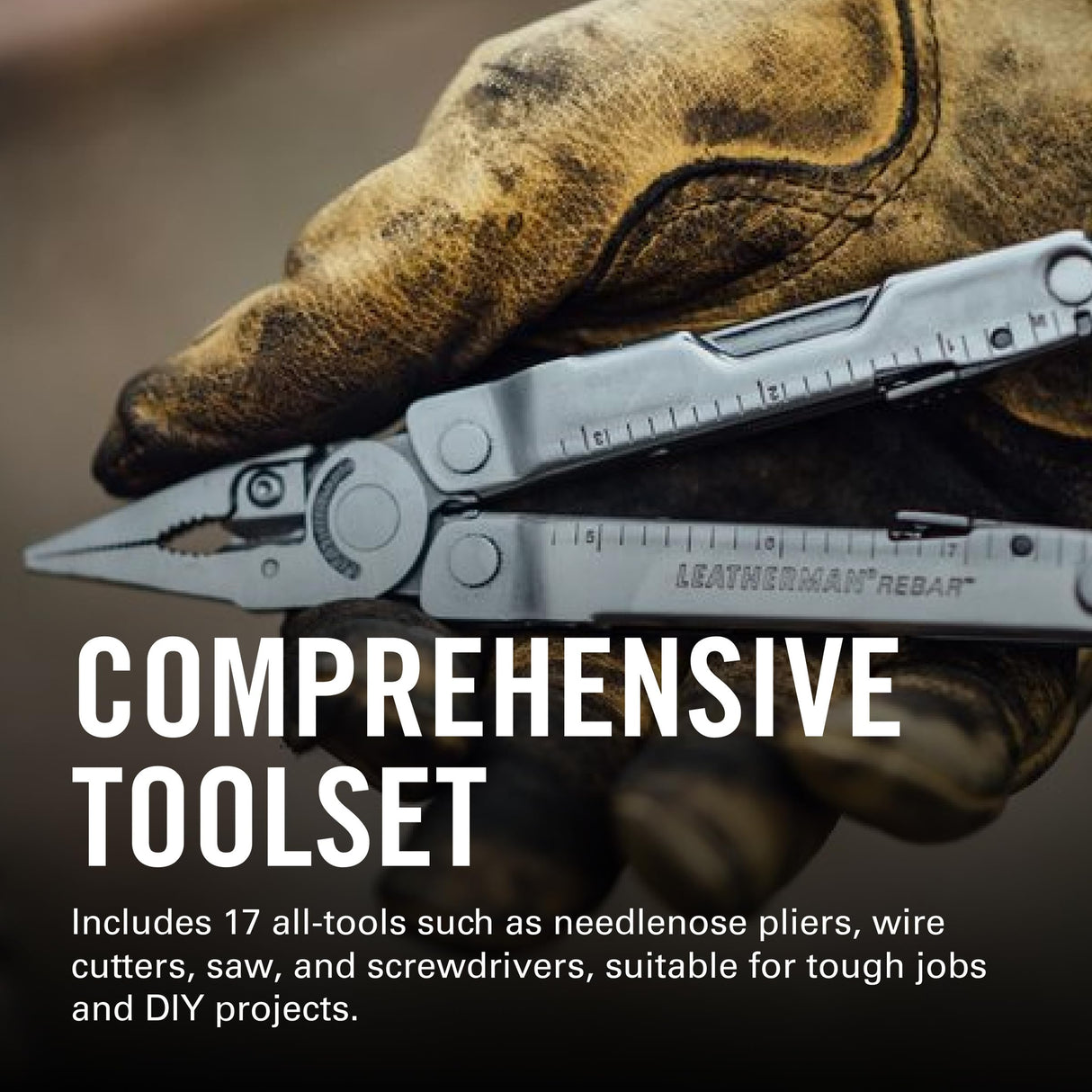 LEATHERMAN, Rebar Multitool with Premium Replaceable Wire Cutters and Saw, Stainless Steel