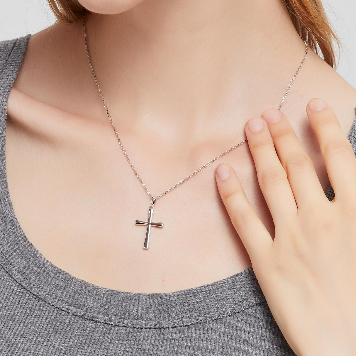 M SHUYUN Silver Cross Necklace for Mother's Day, Handcrafted from S925 Sterling Silver, White Gold Plated. Timeless Design, Bringing Luck, Protection & Faith. Cross Faith Pendant Necklace for Women.