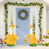 Kuscul Summer Goose Outfits 23 Inch Porch Goose Raincoat Outfit Lawn Goose Rainy Clothes with Umbrella Hat for Geese Statue Summer Spring Garden Patio Yard Outdoor Decor (Yellow)
