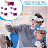 Dilzekui Headband Magnifying Glass with Light, Rechargeable Head Magnifying Glasses 1X to 14X, Magnifier Headset with 6 Detachable Lens, Hands Free Head Mount Magnifier for Close Work Reading Crafts
