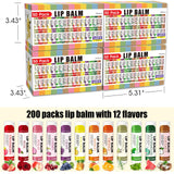 AZEN 200 Pack Lip Balm, Natural Lip Balm Bulk, Lip Care Product, Moisturizing Lip Balms for dry cracked lips - 12 Flavors