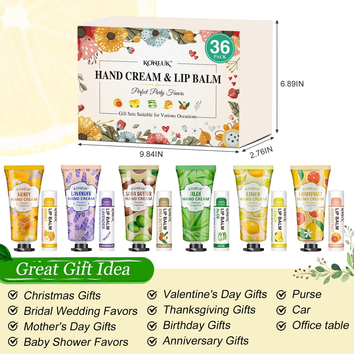 36 Pack Hand Cream Bulk and Lip Balm Bulk Sets, Stocking Stuffers for Women, Thank You Gifts and Christmas Gifts for Guests with Thank You Card Organza Bags, Birthday Gifts, Bulk Gifts, Small Gifts