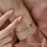 MignonandMignon Birthstone Bracelet for Women Gold | Custom Birth Month Gemstone Chain Bracelet | Friendship Bracelet Personalized Gift for Mom Daughter Best Friend