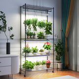 Barrina CX3 Plant Stand with Grow Light, 4-Tier, 3FT 5000K, 108W Full Spectrum Indoor DIY Plant Shelf with Lights, Flower Pot Display Rack, Greenhouse, Wheel, Mechanical Timer, 35.4"x13.8"x70.9"