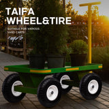 Taifa 4 PCS 13 Inch Solid Flat Free Replacement Tires and Wheels 4.00-6 with 5/8'' Bearing and 2.17'' Offset Hub, Air Less Wheel for Wheelbarrow/Wagon/Hand Truck/Trolley/Garden Scooter etc.