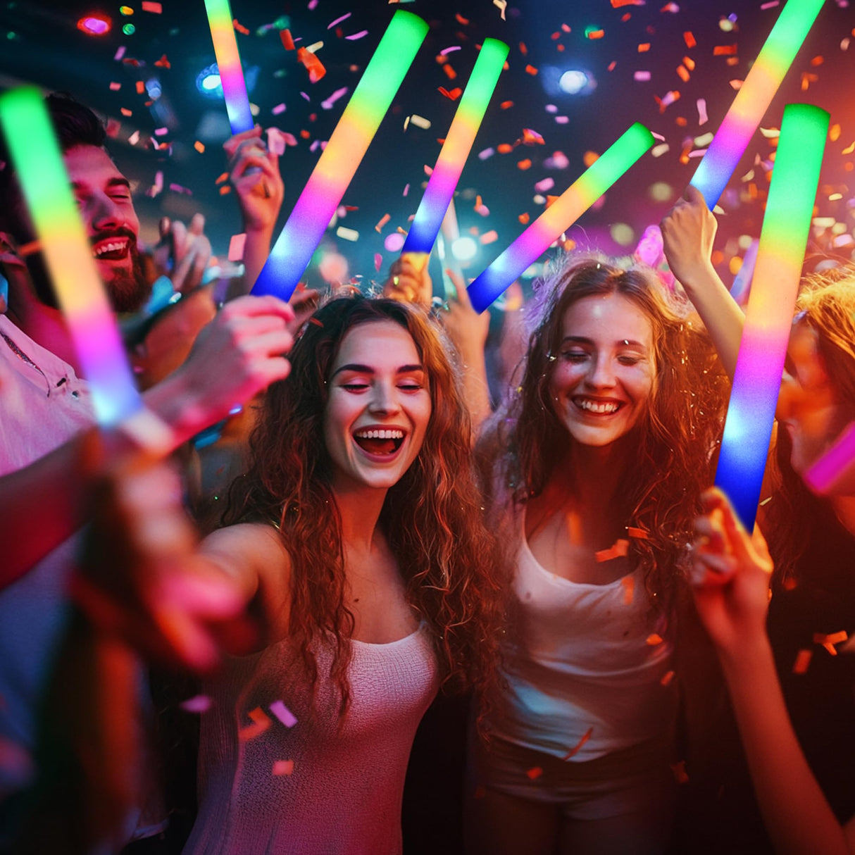 GDHZWTMY 36 Pcs LED Foam Glow Sticks Bulk,Glow in The Dark Party Supplies，Foam Light Up Sticks 3 Modes of Color Flashing for Birthday,Wedding,Raves,Carnival,Halloween Christmas,New Year,Concert