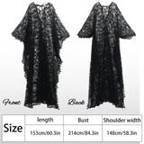 Mepase Boho Witch Lace Kimono Kaftan Dress Robe Beach Bikini Swimsuit,Black