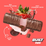 Built Bar, Puff Protein Bars, Strawberries 'N Cream Puff, 15g Protein Snacks, On-The-Go Bars, Only 140 Calories, 8g Sugar, Collagen, Gluten Free, 12 Count