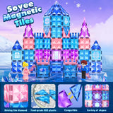 Magnetic Tiles 102pcs with 2 Stairs 2 Dolls Princess Castle Building Toys