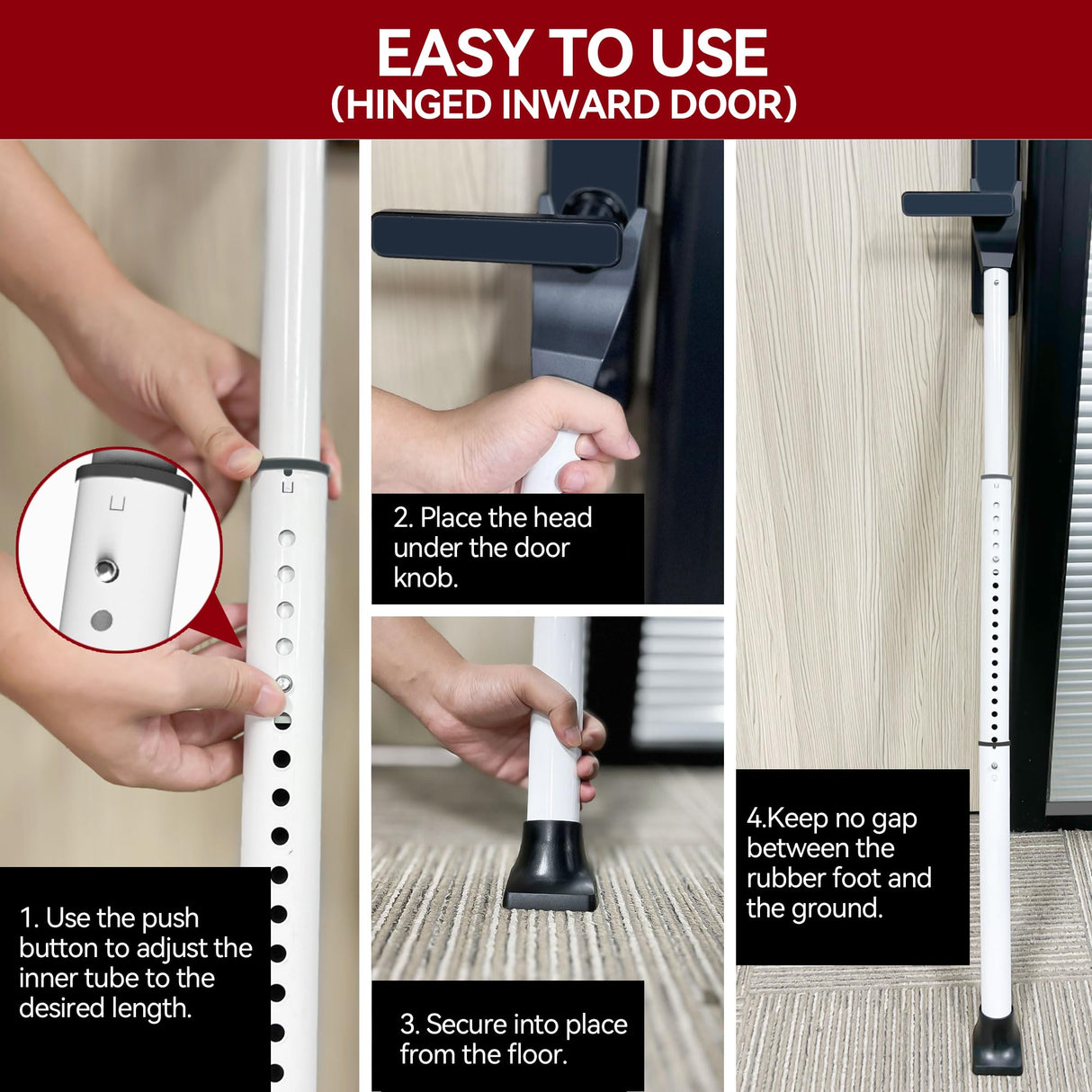 AceMining Upgraded Door Security Bar & Sliding Patio Bar, Heavy Duty Stoppers Adjustable Jammer for Home, Apartment, Travel (1 Pack,White)