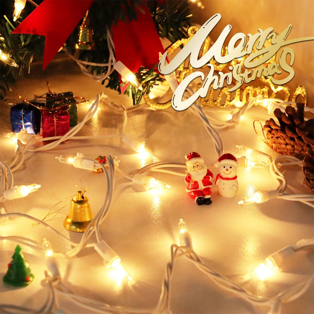 CXLHO Clear Christmas Lights 50FT 200 Incandescent Bulbs Warm White Mini Lights with White Wire for Christmas Tree, Garland, Thanksgiving, Wedding, Party, Home, Indoor & Outdoor Festival Decoration