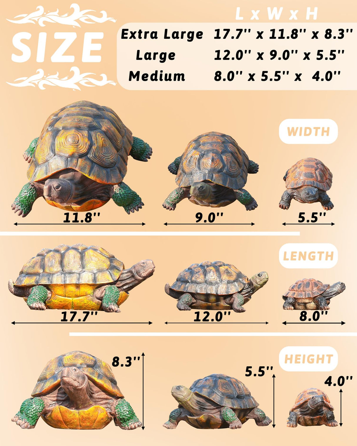 Sdeetesamjun Tortoise Turtle Statue,Resin Garden Sculpture Indoor/Outdoor Yard Lawn Ornament,Home Decor (Large)