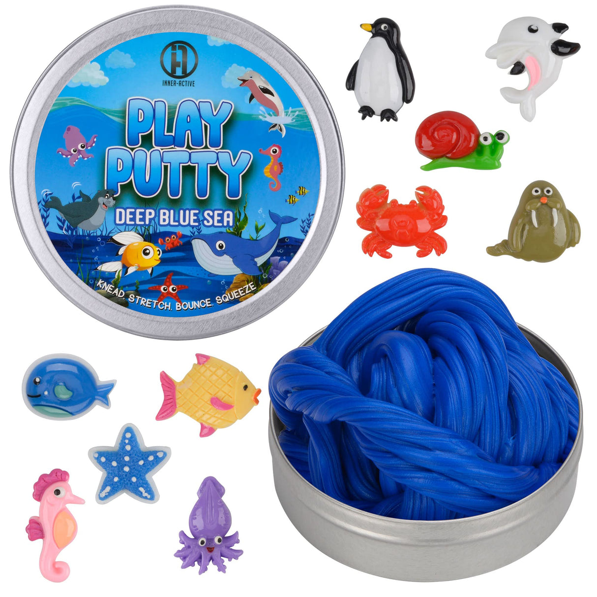 INNER-ACTIVE Play Putty Therapy Putty for Kids with Charms Deep Blue Sea Theraputty Medium Resistance, Increase Fine Motor Skills and Finger Strength, Physical and Occupational Therapy Toy