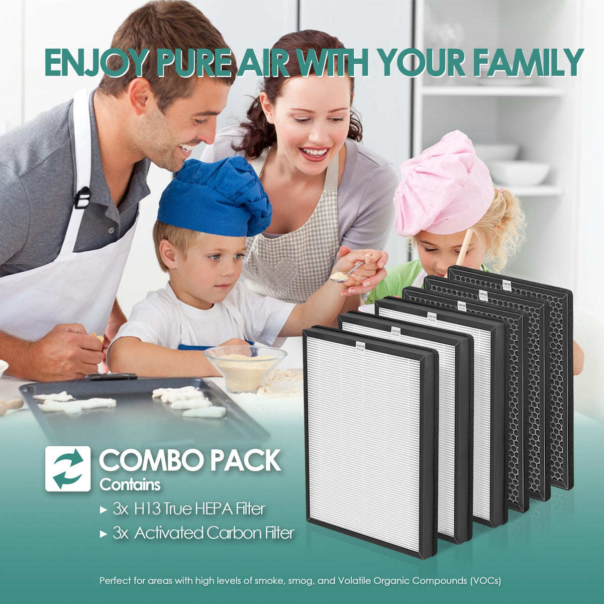 3-Set Alexapure Breeze Filter Replacement AP-B103 and AP-B104 Compatible with Alexapure Breeze Air Purifier AP-B102 and 3049 with 1x H13 True HEPA Filter AP-B103 and 1x Activated Carbon Filter AP-B104