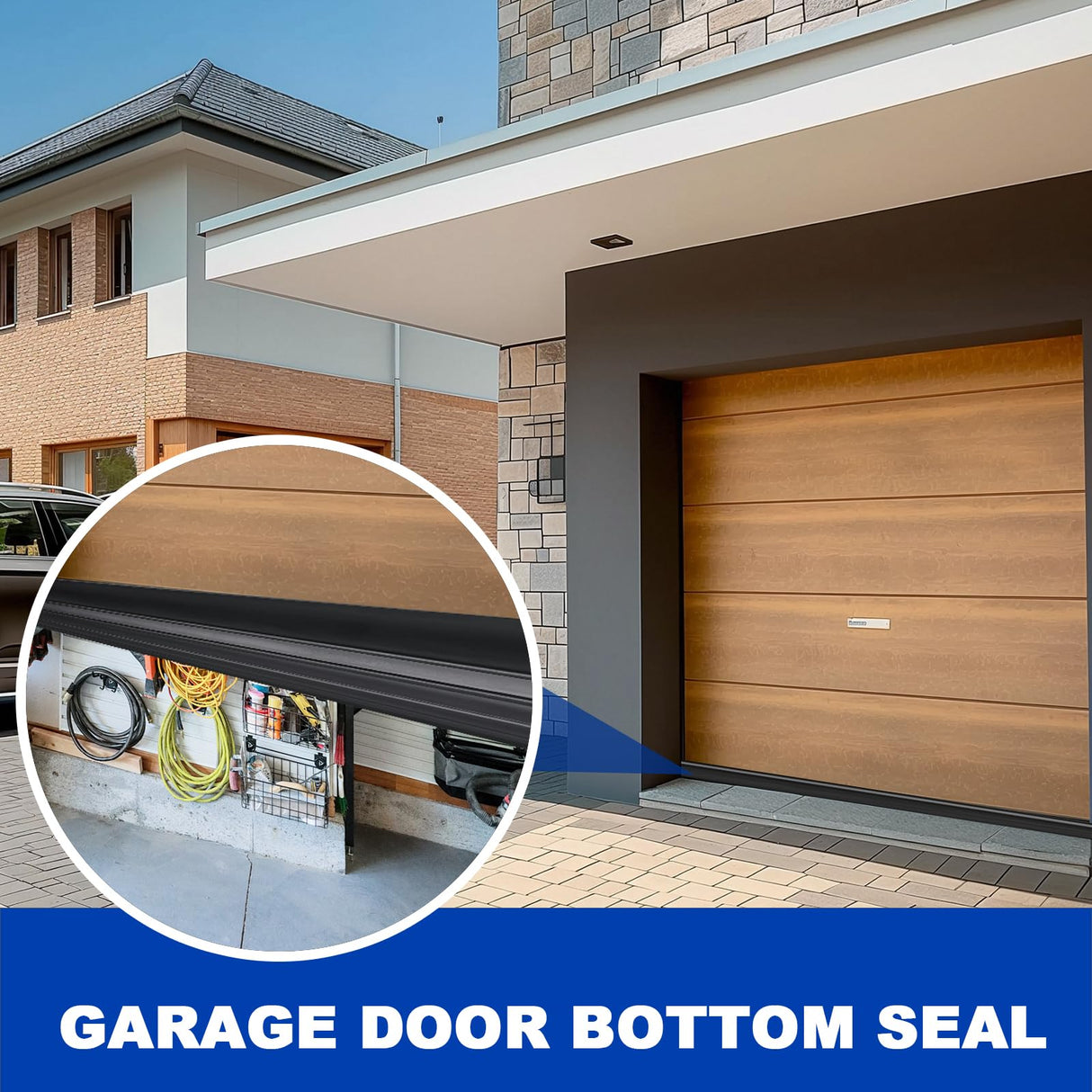 DGSL Garage Door Seals Bottom Rubber Weather Stripping Kit Seal Strip Replacement, Weatherproof Threshold Buffering Sealing Rubber 5/16 Inch T Ends (20 FT, Black, U+O)