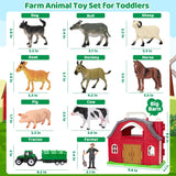 Farm Animals Toys for 1 2 3 4 5 Year Old Toddlers Girls Boys, Big Red Barn Farm with Figures Animals and Tractor Toy for Kids, Farm Playset Educational Learning Toys, Ideal Christmas Birthday Gifts