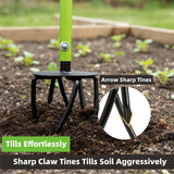 KLDOLLAR Hand Tiller Cultivator, Manual Twist Tiller with Sharp Arrow Tines